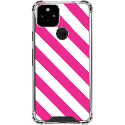 Pink and White Geometric Stripes Google Pixel 5 Clear Case